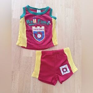 Vintage 90s Colorblock Primary Cuties By Judy Baseball Outfit Set 6 - 9 Months